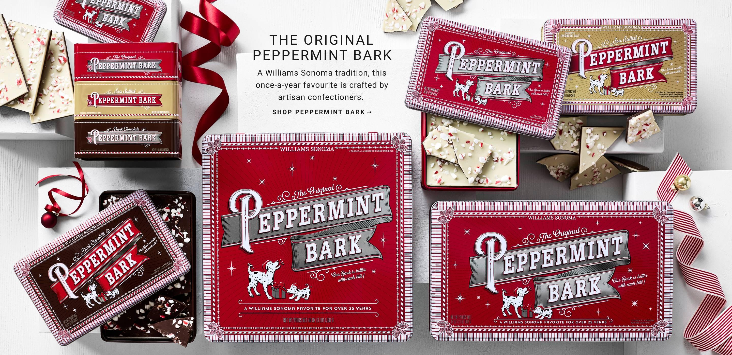 A Williams Sonoma tradition, this once-a-year favourite is crafted by artisan confectioners | Shop Peppermint Bark